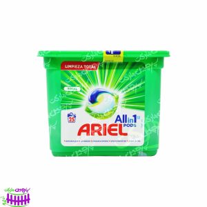 کپسول ماشین لباسشویی بالشتی پنج کاره ۲۵ عدد توتال اریل - ariel